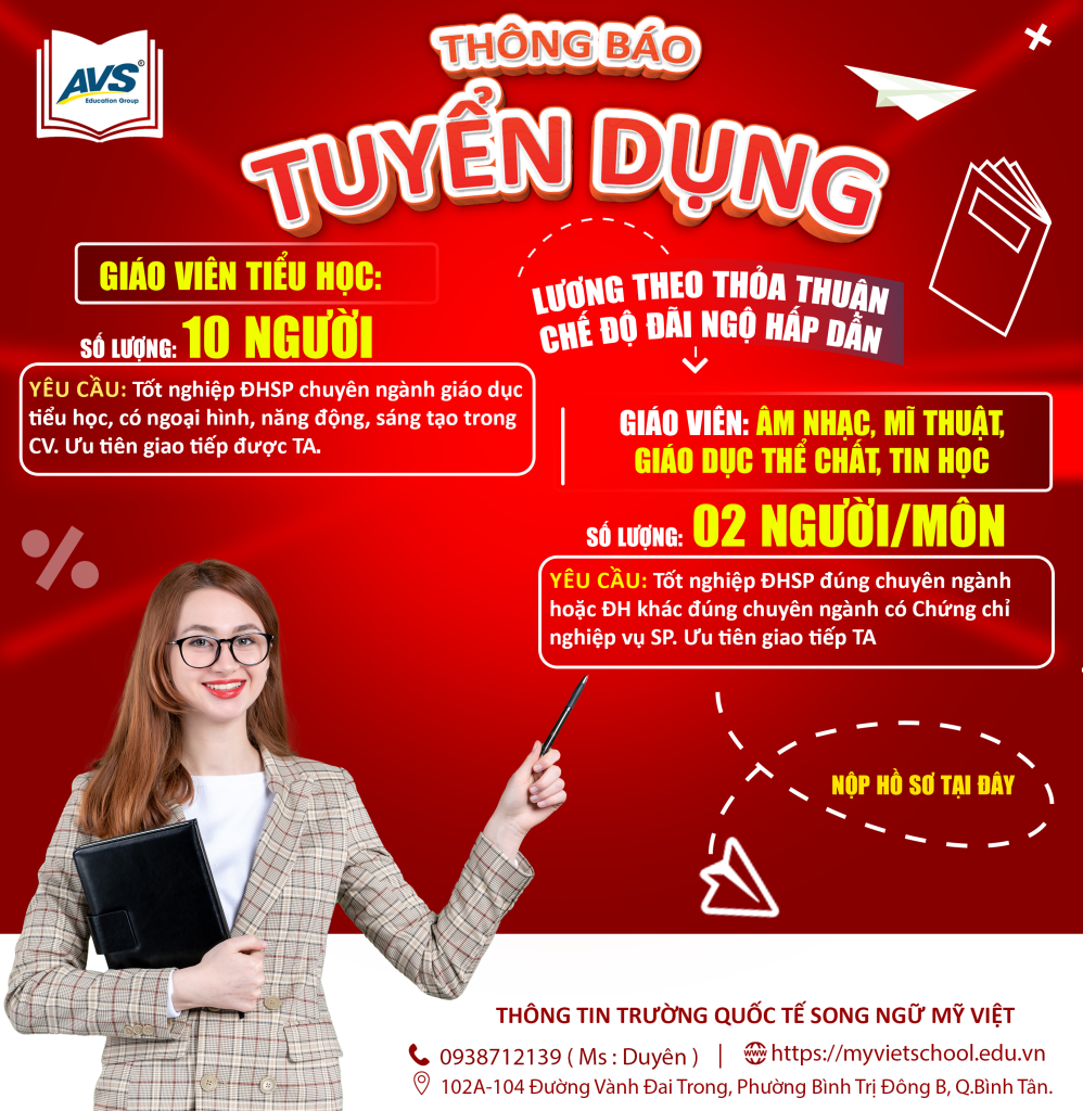 Trường quốc tế tuyển giáo viên tiếng Anh: Yêu cầu và mức lương hấp dẫn